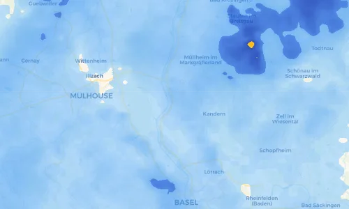 Regenradar Vorschaubild - Aktuelle Niederschläge in Bad Bellingen und Umgebung