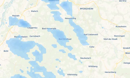 Regenradar Vorschaubild - Aktuelle Niederschläge in Bad Wildbad und Umgebung