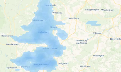 Regenradar Baisingen: aktuelle Niederschläge in Baisingen und Umgebung, Stand 21. Oktober 2026 um 1:30 Uhr