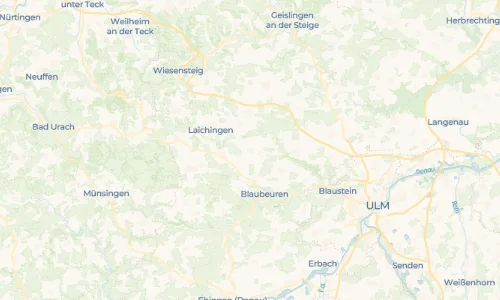Regenradar Berghülen: aktuelle Niederschläge in Berghülen und Umgebung, Stand 23. Oktober 2026 um 16:55 Uhr