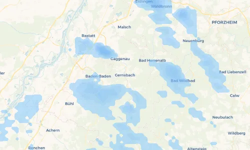 Regenradar Vorschaubild - Aktuelle Niederschläge in Gernsbach und Umgebung
