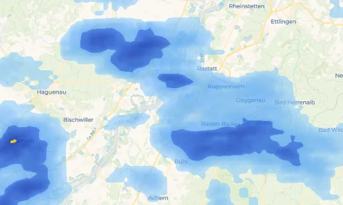 Regenradar Vorschaubild - Aktuelle Niederschläge in Hügelsheim und Umgebung