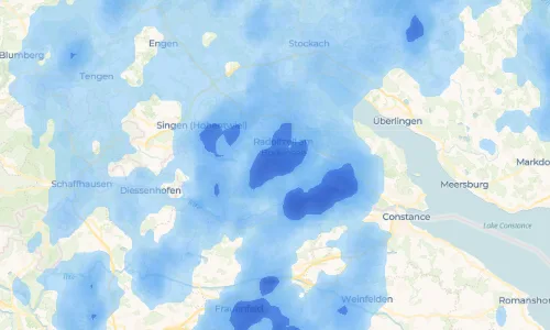 Regenradar-Vorschau: aktuelle Niederschläge in Iznang und Umgebung