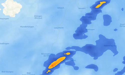 Regenradar Vorschaubild - Aktuelle Niederschläge in Mietingen und Umgebung