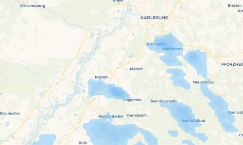 Regenradar Vorschaubild - Aktuelle Niederschläge in Muggensturm und Umgebung