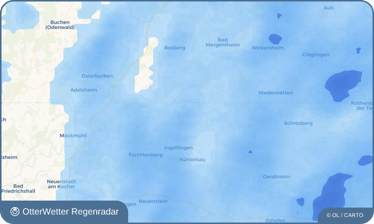 Wetter-Widget-Vorschau mit Vorhersagedaten für Oberginsbach