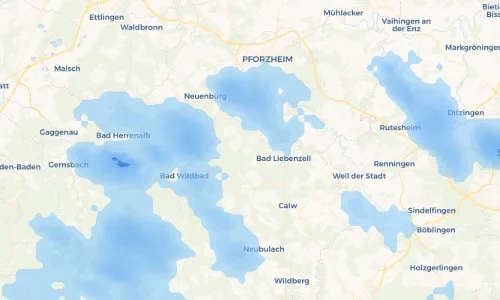 Regenradar Vorschaubild - Aktuelle Niederschläge in Oberlengenhardt und Umgebung