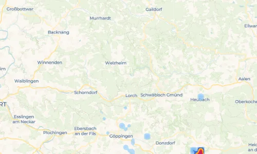 Regenradar Pfahlbronn: aktuelle Niederschläge in Pfahlbronn und Umgebung, Stand 27. Oktober 2026 um 3:50 Uhr