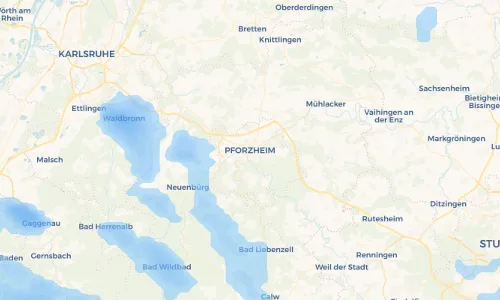 Regenradar Vorschaubild - Aktuelle Niederschläge in Pforzheim und Umgebung