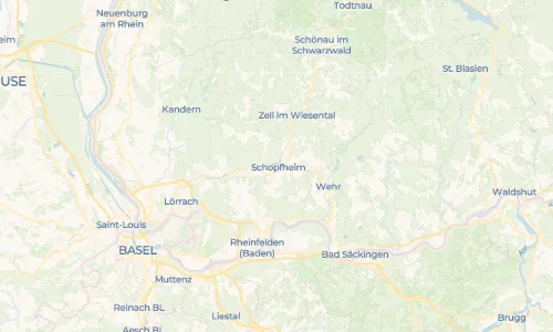 Regenradar Schopfheim: aktuelle Niederschläge in Schopfheim und Umgebung, Stand 20. Oktober 2026 um 17:55 Uhr