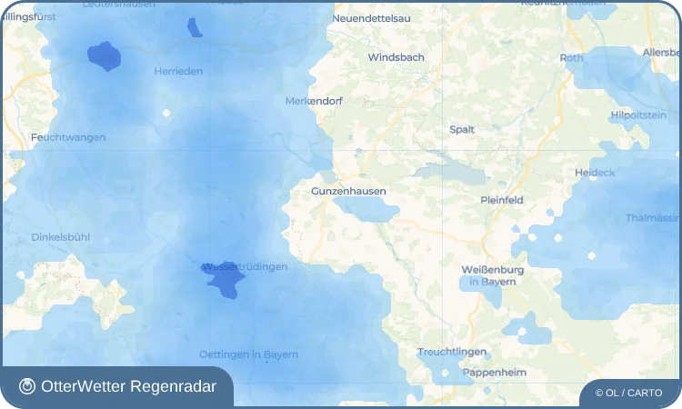Widget-Vorschau für Aha Wetter-Widget-Vorschau mit Vorhersagedaten für Aha