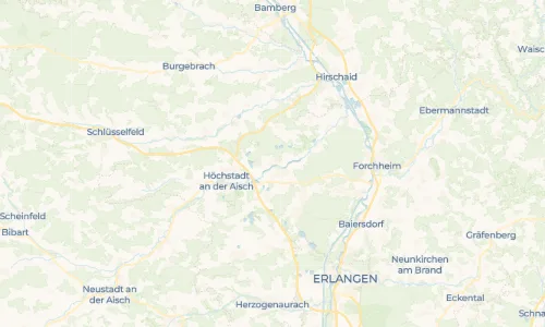 Regenradar Aisch: aktuelle Niederschläge in Aisch und Umgebung, Stand 23. Oktober 2026 um 20:00 Uhr