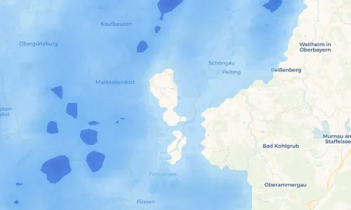 Regenradar-Vorschau: aktuelle Niederschläge in Bernbeuren und Umgebung