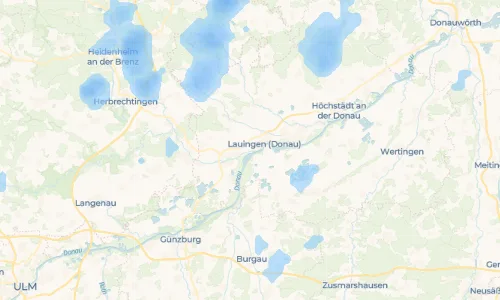 Regenradar-Vorschau: aktuelle Niederschläge in Faimingen und Umgebung