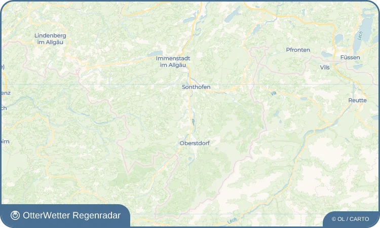 Wetter-Widget-Vorschau mit Vorhersagedaten für Fischen im Allgäu