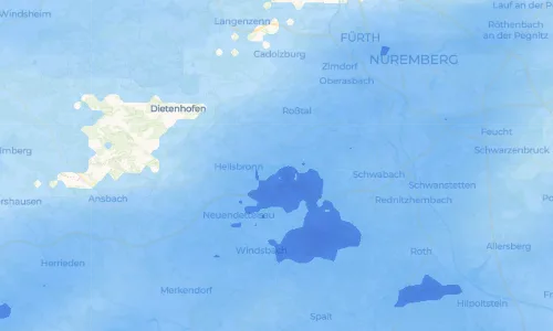 Regenradar Göddeldorf: aktuelle Niederschläge in Göddeldorf und Umgebung, Stand 23. Oktober 2026 um 19:05 Uhr
