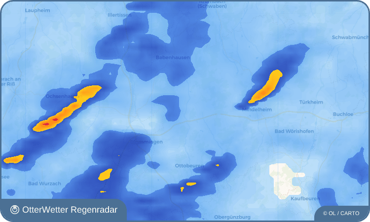 Wetter-Widget-Vorschau mit Vorhersagedaten für Günz