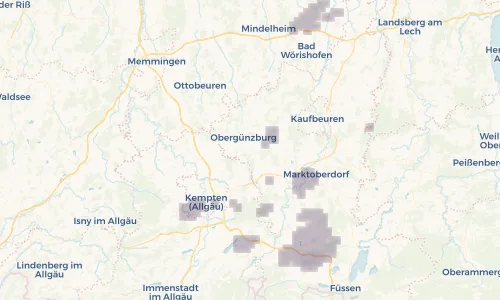Regenradar Vorschaubild - Aktuelle Niederschläge in Günzach und Umgebung