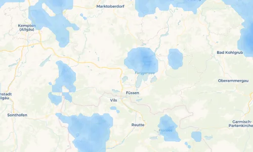 Regenradar-Vorschau: aktuelle Niederschläge in Hopfen am See und Umgebung