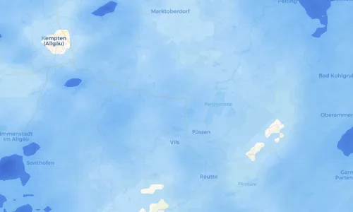 Regenradar Vorschaubild - Aktuelle Niederschläge in Hopferau und Umgebung