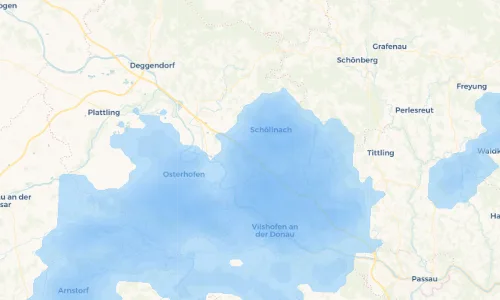 Regenradar Vorschaubild - Aktuelle Niederschläge in Iggensbach und Umgebung