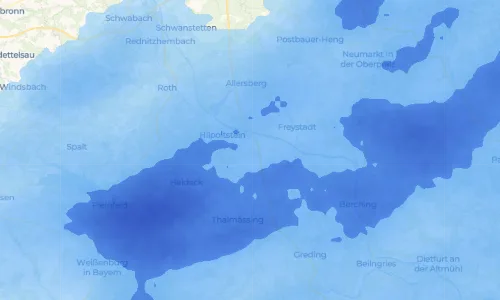 Regenradar Jahrsdorf: aktuelle Niederschläge in Jahrsdorf und Umgebung, Stand 19. Oktober 2026 um 16:10 Uhr