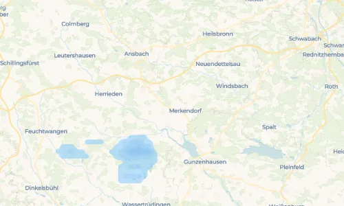 Regenradar Kleinbreitenbronn: aktuelle Niederschläge in Kleinbreitenbronn und Umgebung, Stand 21. Oktober 2026 um 1:35 Uhr
