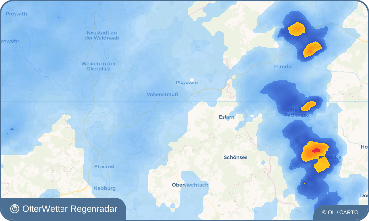 Wetter-Widget-Vorschau mit Vorhersagedaten für Moosbach