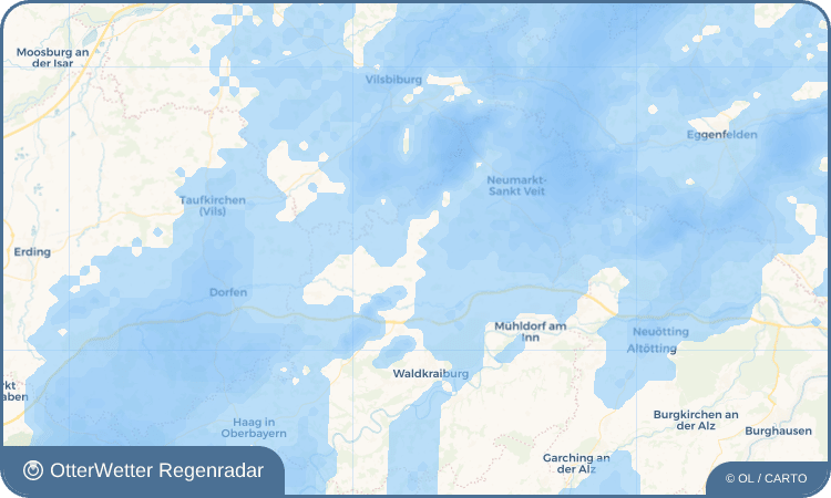 Widget-Vorschau für Oberbergkirchen Wetter-Widget-Vorschau mit Vorhersagedaten für Oberbergkirchen