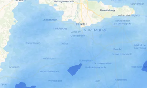 Regenradar Oberbüchlein: aktuelle Niederschläge in Oberbüchlein und Umgebung, Stand 18. Oktober 2026 um 22:55 Uhr