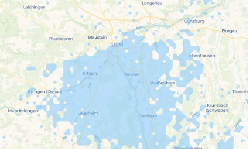 Regenradar Oberkirchberg: aktuelle Niederschläge in Oberkirchberg und Umgebung, Stand 25. Oktober 2026 um 13:25 Uhr