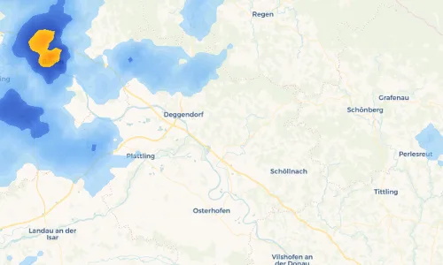 Regenradar Vorschaubild - Aktuelle Niederschläge in Obersimbach und Umgebung