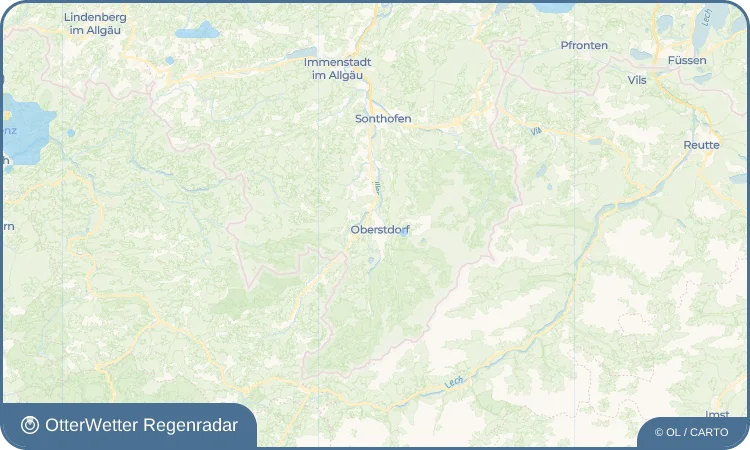 Widget-Vorschau für Oberstdorf Wetter-Widget-Vorschau mit Vorhersagedaten für Oberstdorf