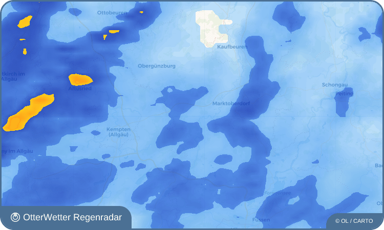 Widget-Vorschau für Oberthingau Wetter-Widget-Vorschau mit Vorhersagedaten für Oberthingau