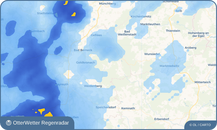 Widget-Vorschau für Oberwarmensteinach Wetter-Widget-Vorschau mit Vorhersagedaten für Oberwarmensteinach