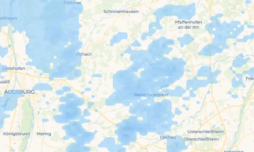 Regenradar Pipinsried: aktuelle Niederschläge in Pipinsried und Umgebung, Stand 21. Oktober 2026 um 13:35 Uhr