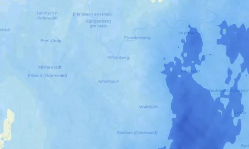 Regenradar Reichartshausen: aktuelle Niederschläge in Reichartshausen und Umgebung, Stand 21. Oktober 2026 um 6:30 Uhr