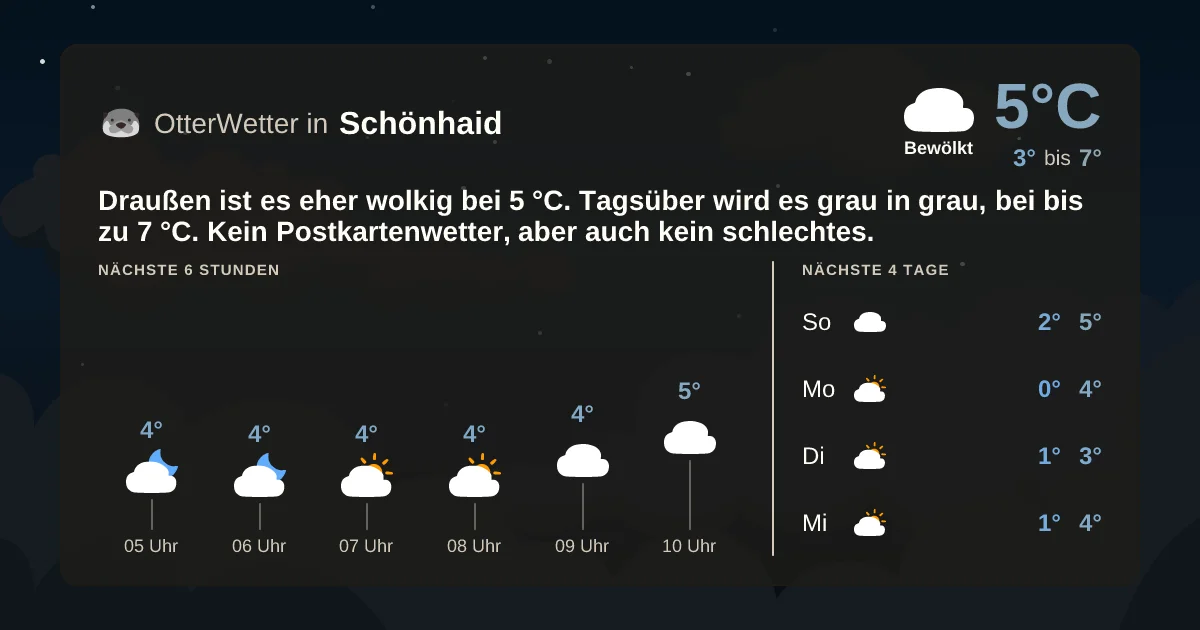 Wetter-Widget-Vorschau mit Vorhersagedaten für Schönhaid