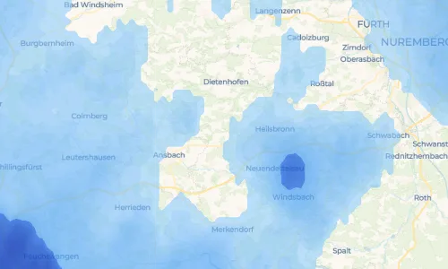 Regenradar Vestenberg: aktuelle Niederschläge in Vestenberg und Umgebung, Stand 20. Oktober 2026 um 16:55 Uhr