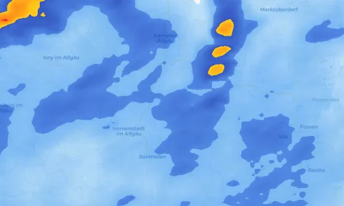 Regenradar Vorschaubild - Aktuelle Niederschläge in Vorderburg und Umgebung