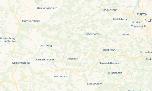 Regenradar Wernsbach bei Ansbach: aktuelle Niederschläge in Wernsbach bei Ansbach und Umgebung, Stand 28. Oktober 2026 um 12:55 Uhr