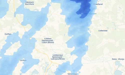 Regenradar Vorschaubild - Aktuelle Niederschläge in Briesensee - Brjazyna nad jazorom und Umgebung