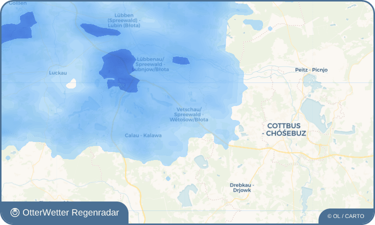 OtterWetter Regenradar-Widget Vetschau/Spreewald - Wětošow/Błota