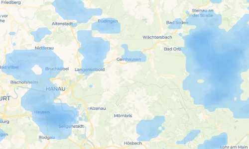 Regenradar Lützelhausen: aktuelle Niederschläge in Lützelhausen und Umgebung, Stand 21. Oktober 2026 um 12:30 Uhr