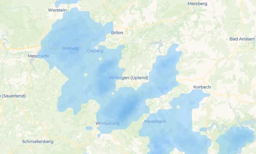 Regenradar Vorschaubild - Aktuelle Niederschläge in Willingen (Upland) und Umgebung