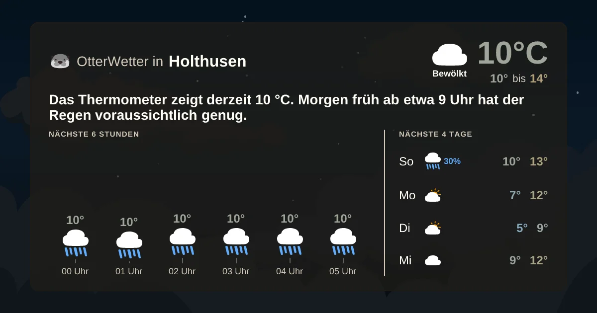 Widget-Vorschau für Holthusen Wetter-Widget-Vorschau mit Vorhersagedaten für Holthusen