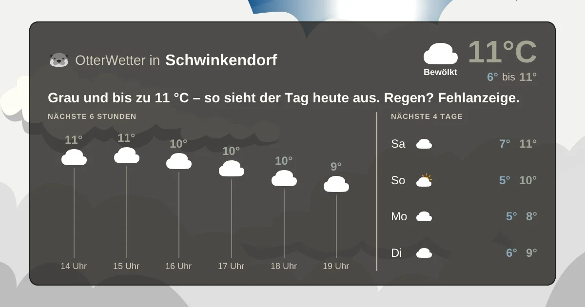 Wetter-Widget-Vorschau mit Vorhersagedaten für Schwinkendorf