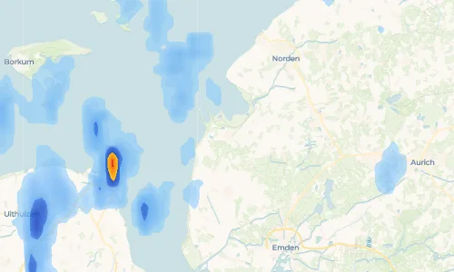 Regenradar-Vorschau: aktuelle Niederschläge in Greetsiel und Umgebung