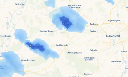 Regenradar Vorschaubild - Aktuelle Niederschläge in Helsinghausen und Umgebung