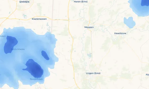 Regenradar Vorschaubild - Aktuelle Niederschläge in Heseper Torfwerk und Umgebung